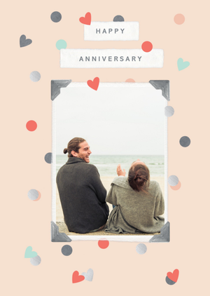 Moonpig Lovable And Adoring Simple Picture Frame And Love Hearts Photo Upload Anniversary Card
