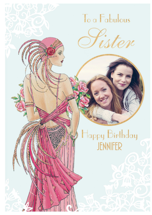 Moonpig Art Deco To A Fabulous Sister Photo Upload Birthday Card