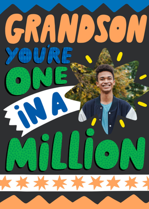 Moonpig You're One In A Million Colourful Photo Upload Grandson Card