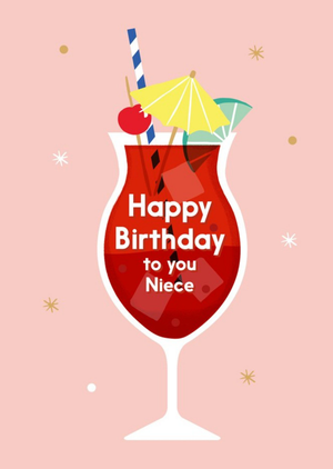 Moonpig Designers Illustrated Modern Design Cocktail Happy Birthday To You Niece Birthday Card