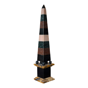 Antique Grand Tour Marble Inlaid Obelisk