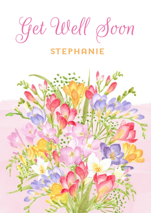 Moonpig Illustration Of A Bouquet Of Flowers Get Well Soon Card