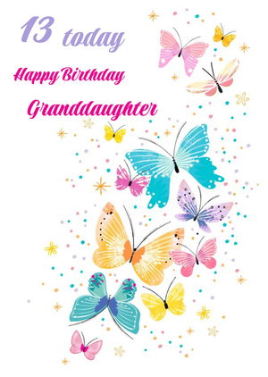 Moonpig Colourful Butterflies Flutter By 13 Today Birthday Card From Paperlink