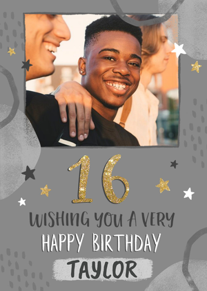 Moonpig Cute Typographic 16th Photo Upload Birthday Card