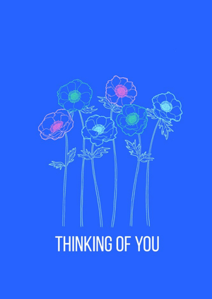 Moonpig Illustrated Line Drawing Flowers Thinking Of You Card