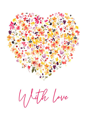 Moonpig Floral Heart With Love Card
