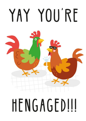 Moonpig Illustration Of Two Chickens You're Hengaged Engagement Card