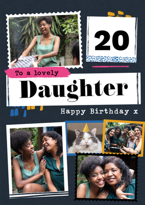 Moonpig Modern Photo Upload Collage Daughter Birthday Card