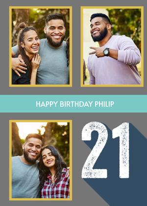 Moonpig Designers Happy 21st Birthday Photo Upload Card