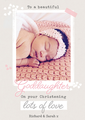 Moonpig Goddaughter On Your Christening Photo Upload Card