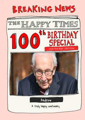 Moonpig Photo Upload Illustrated Newspaper 100th Birthday Card