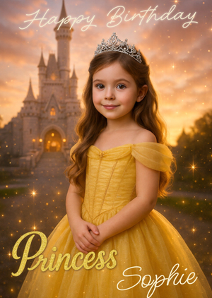 Moonpig Princess In Yellow Dress Face Swap Happy Birthday Card