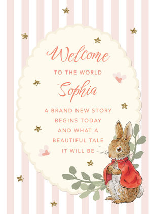 Beatrix Potter Welcome To The World Flopsy Illustrated New Baby Card