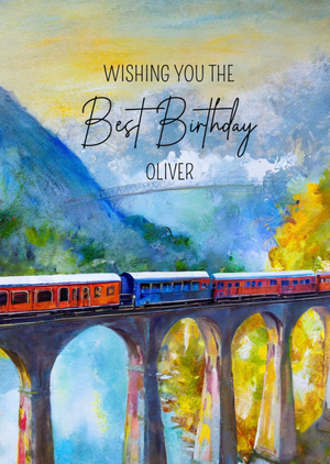 Moonpig Train Scenic Painting Wishing You The Best Birthday Card