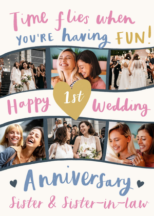 Moonpig Time Flies When You're Having Fun Photo Upload 1st Anniversary Card