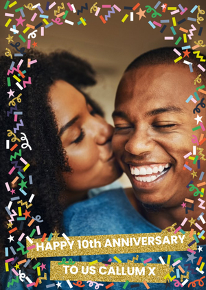Moonpig Colourful Confetti Photo Upload 10th Anniversary Card