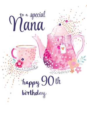 Love Hearts Hotchpotch Illustrated Pink Grandmother Floral Milestone Birthday Card