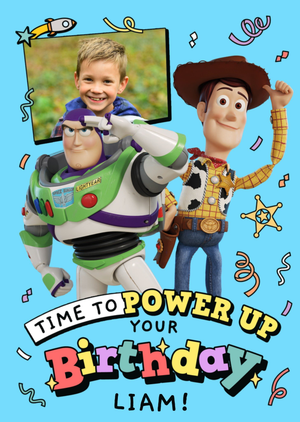 Disney Toy Story Time To Power Up Photo Upload Birthday Card