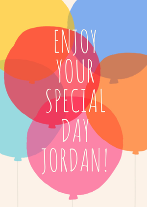 Moonpig Simple Abstract Multicoloured Balloons Personalised Birthday Card