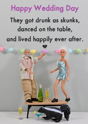 Moonpig They Got Drunk As Skunks Funny Dolls Wedding Day Card