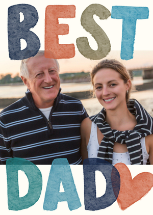 Moonpig Watercolour Typographic Best Dad Photo Upload Father's Day Card