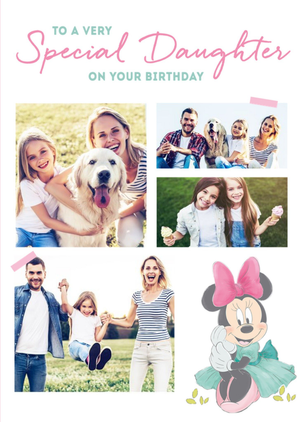 Disney Cute Minnie Birthday Card - Photo Upload - Special Daughter