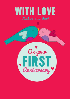 Moonpig Cute Illustrated First Anniversary Card