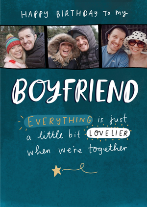 Moonpig Typographic Boyfriend Happy Birthday Photo Upload Card