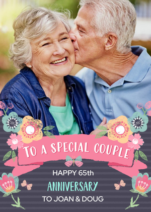 Moonpig Bunch Of Flowers Anniversary Photo Upload Card To A Special Couple