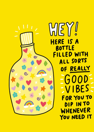 Moonpig Good Vibes Bottled With Rainbows Hearts And Flowers Empathy Card