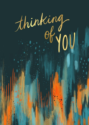 Moonpig Gold Handwritten Typography On An Abstract Background Thinking Of You Card