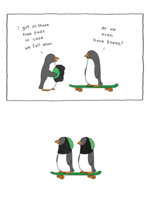 Moonpig Modern Funny Illustration Skateboarding Penguins Card