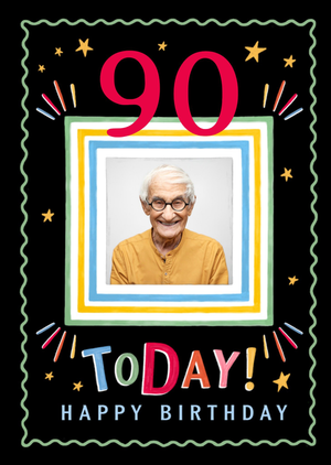 Moonpig Happy Birthday 90 Today Photo Upload Card With Editable Age