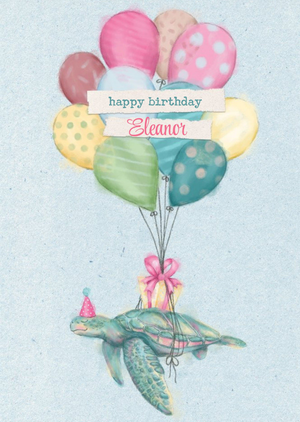 Moonpig Floating Turtle Birthday Card - Balloons