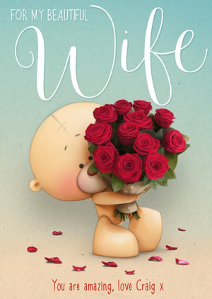 Me To You For My Beautiful Wife Teddy Bear Personalised Card