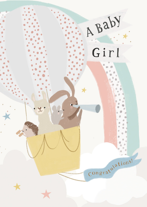 Moonpig Baby Girl Congratulations Illustrated Card