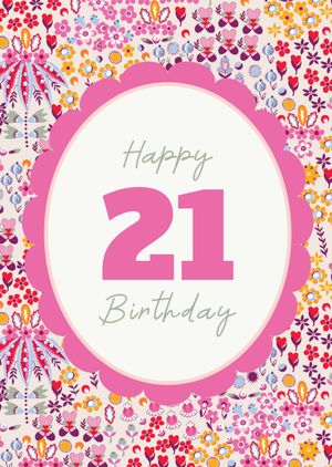 Cath Kidston Happy 21 Birthday Floral Pattern Card