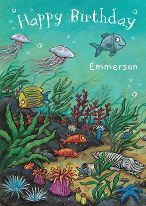 Moonpig Ocean Sealife Illustrated Happy Birthday Card