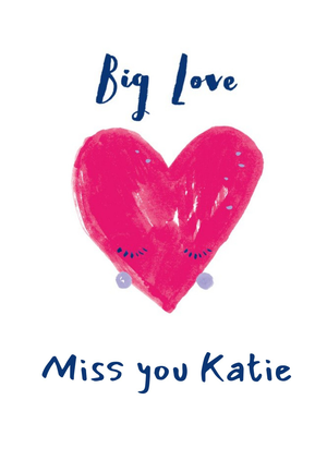 Moonpig Pink Heart Illustration On A White Background Miss You Card