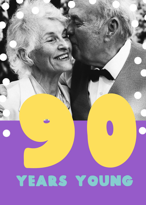 Moonpig Bold Polka Dots 90 Years Young Photo Upload Birthday Card