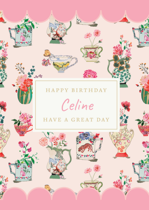 Cath Kidston Floral Vases Pattern Birthday Card