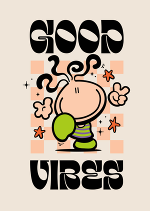 Bubblegum Good Vibes Cartoon Character Encouragement Card