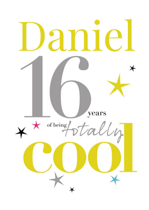 Moonpig Papagrazi Bright Typographic 16th Customisable Birthday Card