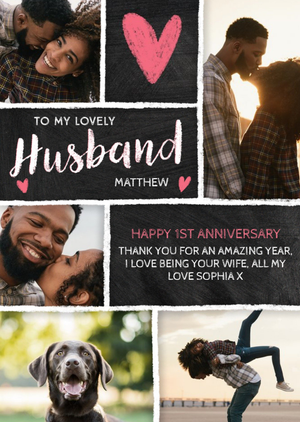 Moonpig Chalkboard Photo Upload 1st Anniversary Card For Husband