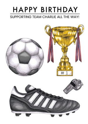 Moonpig Football Birthday Card - Trophy - Football Boots