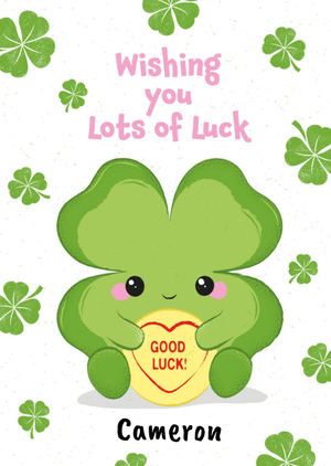 Love Hearts Swizzels Posh Paws Cute Four Leaf Clover Good Luck Card