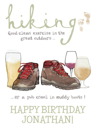 Moonpig Hiking And Pub Crawl Happy Birthday Card