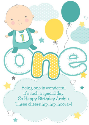 Moonpig Being One Is Wonderful Boy Personalised Happy 1st Birthday Card