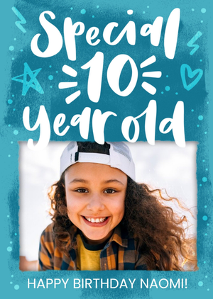 Moonpig Modern Typographic Special 10 Year Old Photo Upload Birthday Card