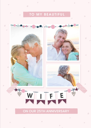 Moonpig To My Beautiful Wife Modern Photo Upload Anniversary Card